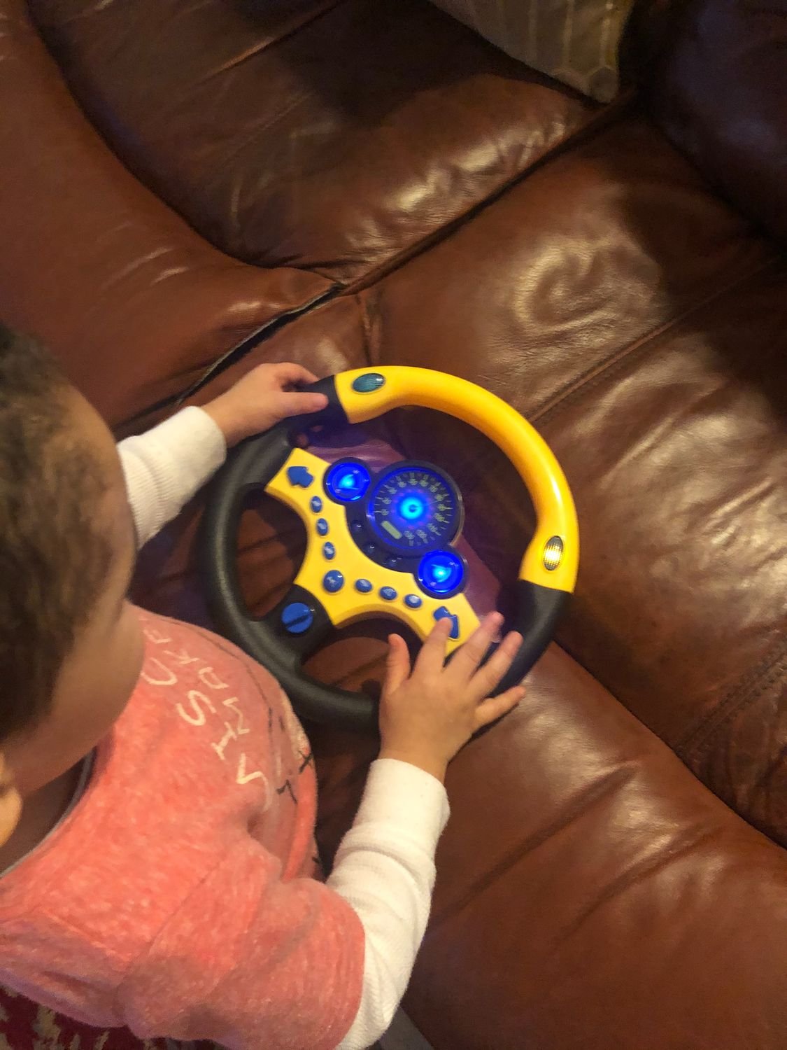 Steering Wheel for Car Backseat Pretend Driving Simulated Driving Steering Wheel Toy Light and Music Educational Gifts for Kids