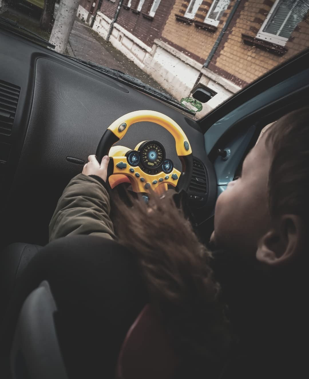 Steering Wheel for Car Backseat Pretend Driving Simulated Driving Steering Wheel Toy Light and Music Educational Gifts for Kids