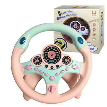 Steering Wheel for Car Backseat Pretend Driving Simulated Driving Steering Wheel Toy Light and Music Educational Gifts for Kids