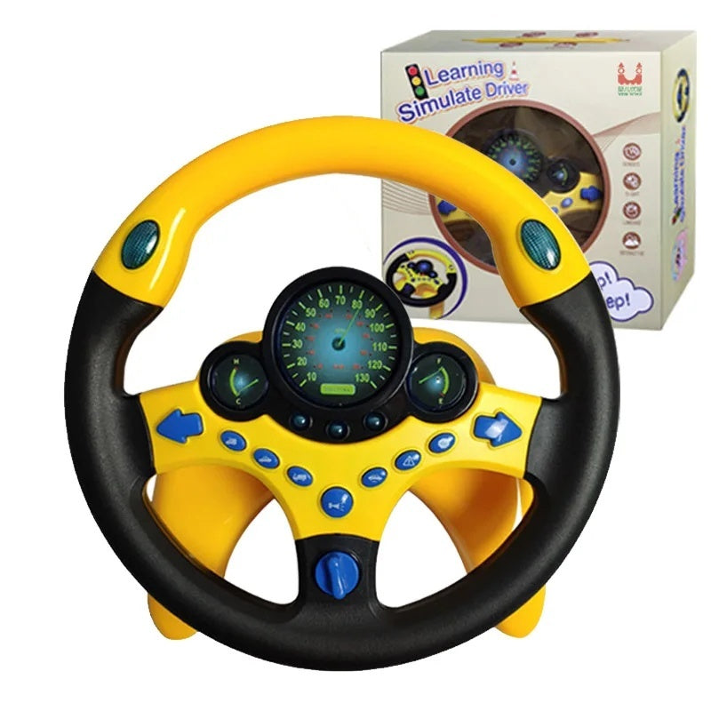 Steering Wheel for Car Backseat Pretend Driving Simulated Driving Steering Wheel Toy Light and Music Educational Gifts for Kids