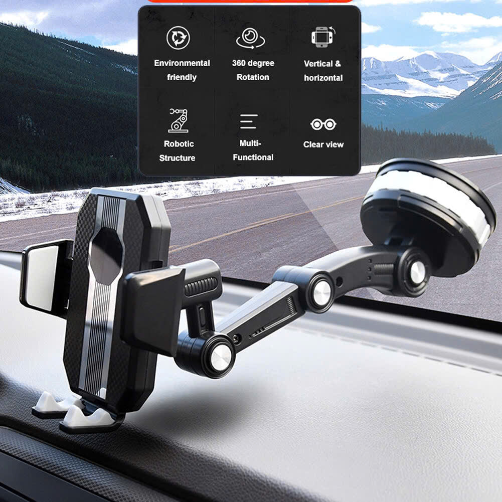 Strong Suction Car Phone Holder with Suction Cup, 360° Rotation, Safe Materials and Easy Operation