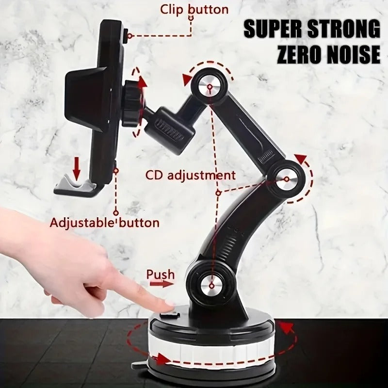 Strong Suction Car Phone Holder with Suction Cup, 360° Rotation, Safe Materials and Easy Operation