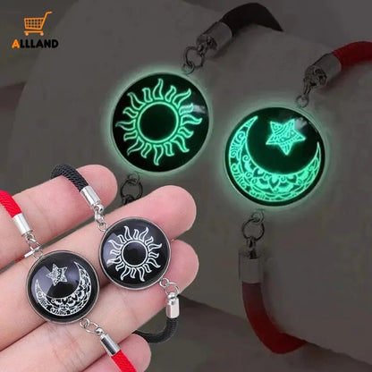 Sun & Moon Bracelets With Adjustable Unisex Stainless Steel Jewelry 2-Pack Luminous Couples Jewelry for Long-Distance Love