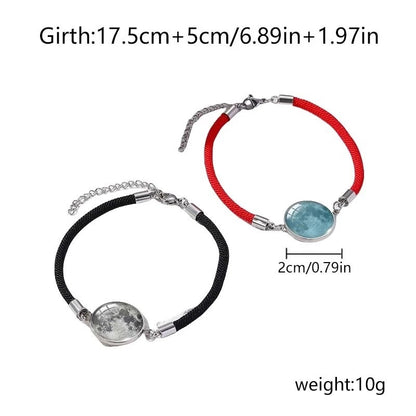 Sun & Moon Bracelets With Adjustable Unisex Stainless Steel Jewelry 2-Pack Luminous Couples Jewelry for Long-Distance Love
