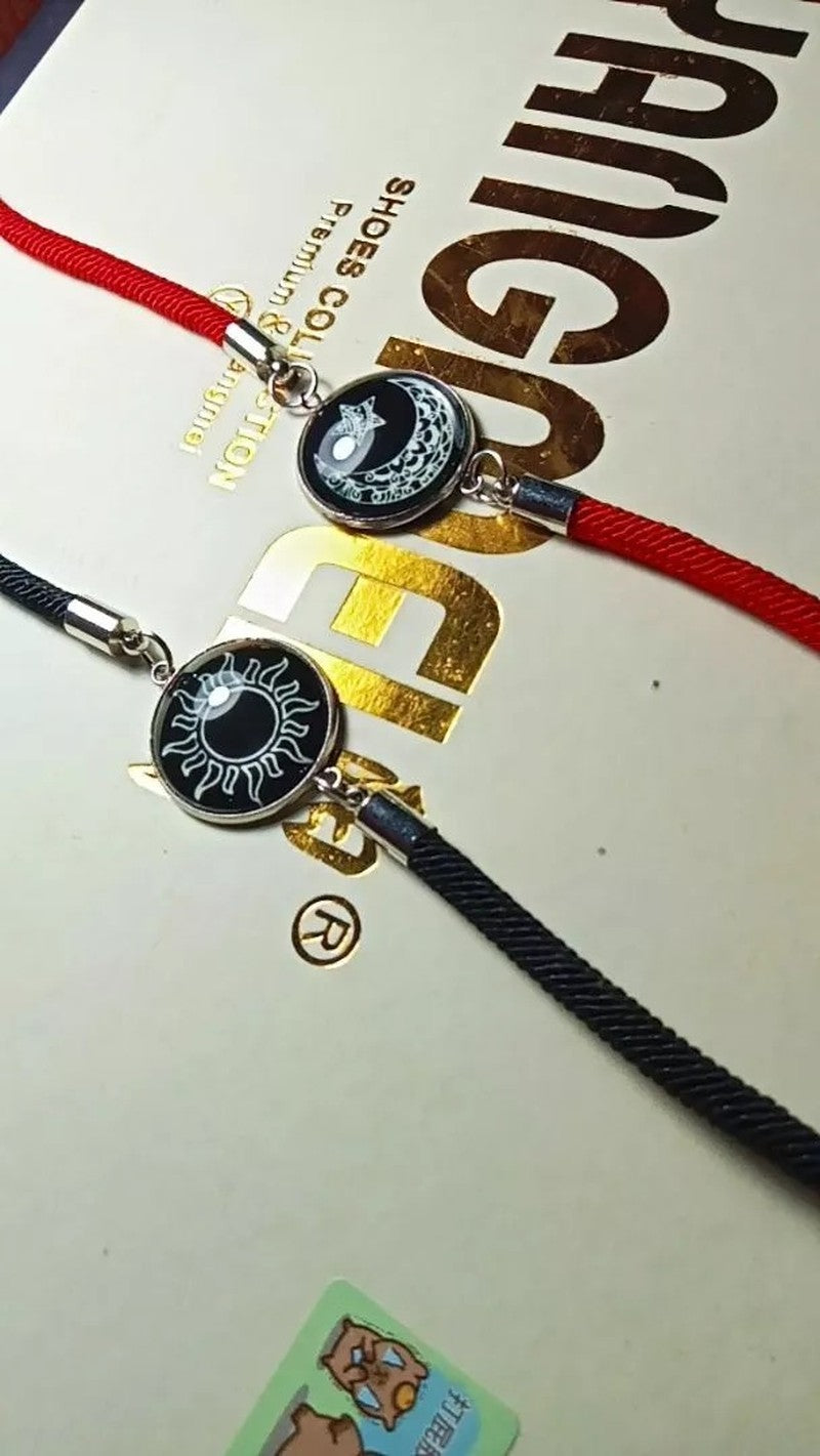 Sun & Moon Bracelets With Adjustable Unisex Stainless Steel Jewelry 2-Pack Luminous Couples Jewelry for Long-Distance Love