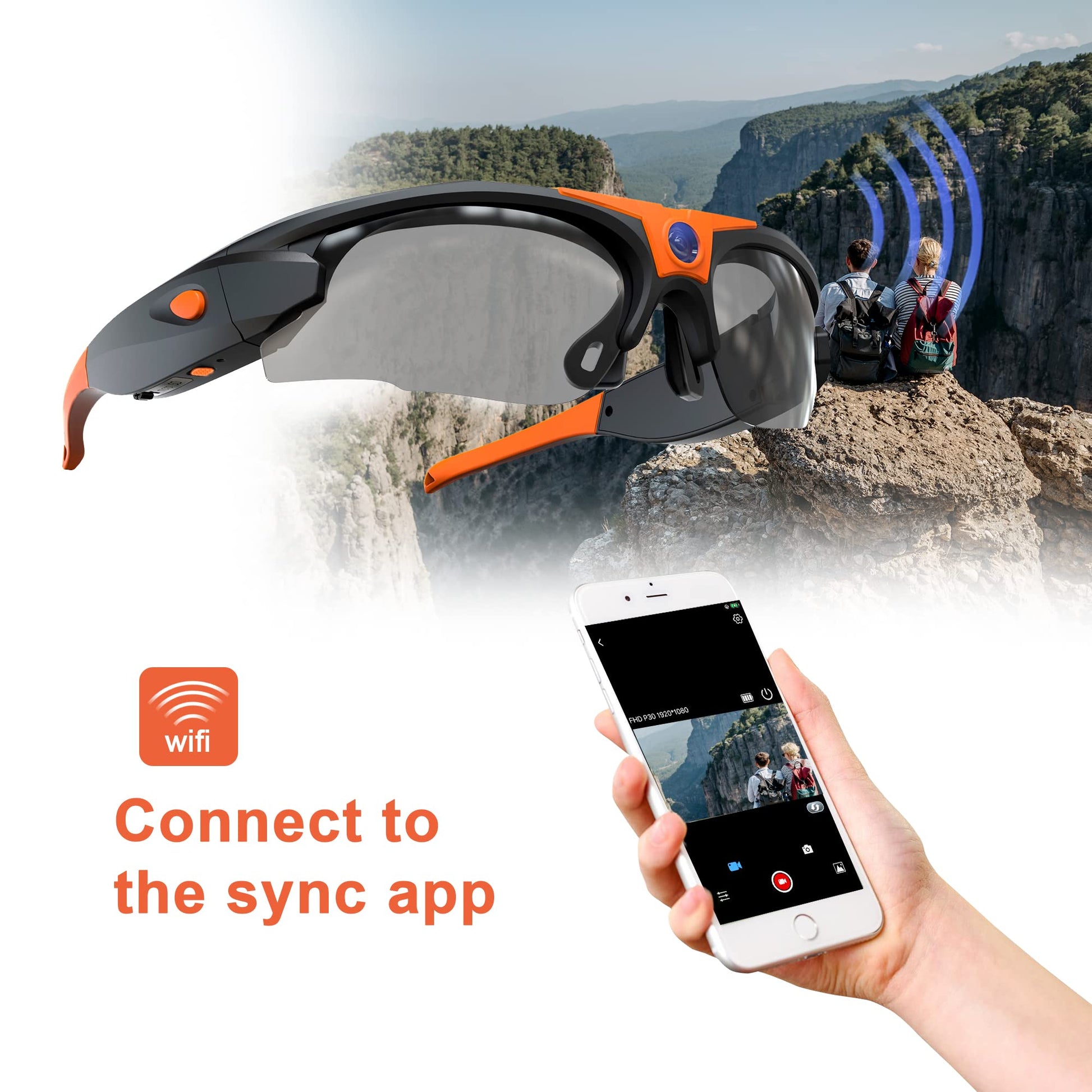 Sunglasses with Built-In Video Camera 1080P Full HD Wide-Angle Smart DVR for Outdoor Sports