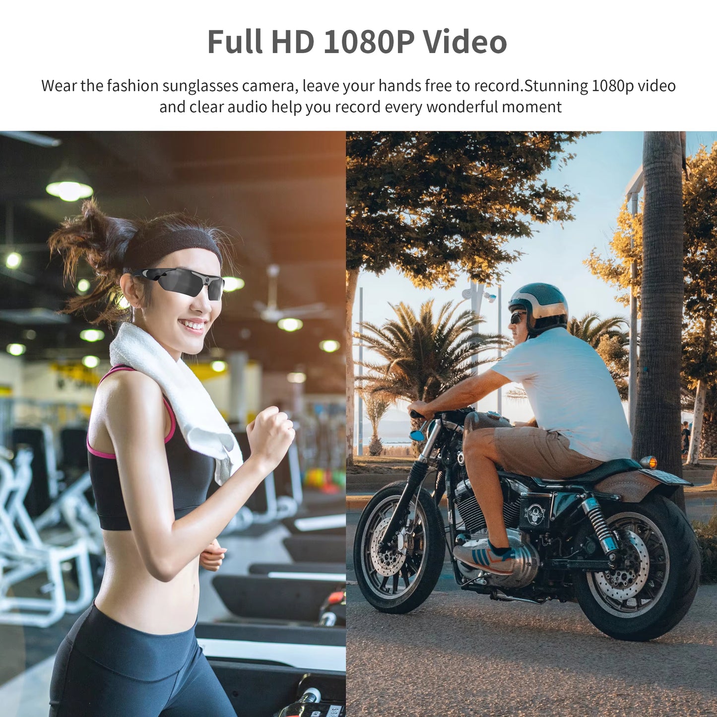 Sunglasses with Built-In Video Camera 1080P Full HD Wide-Angle Smart DVR for Outdoor Sports