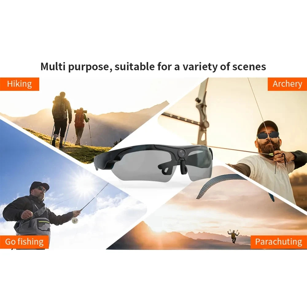 Sunglasses with Built-In Video Camera 1080P Full HD Wide-Angle Smart DVR for Outdoor Sports