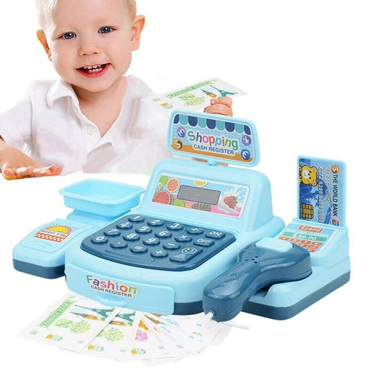 Supermarket Cash Register Toy with Sound and Light, Compact, Portable, Safe for Ages 3+