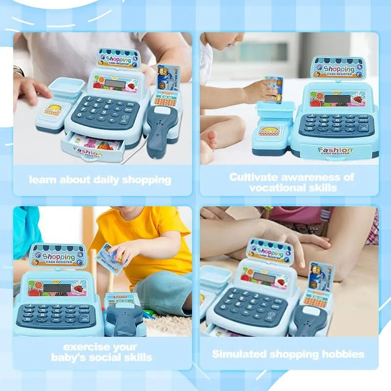 Supermarket Cash Register Toy with Sound and Light, Compact, Portable, Safe for Ages 3+