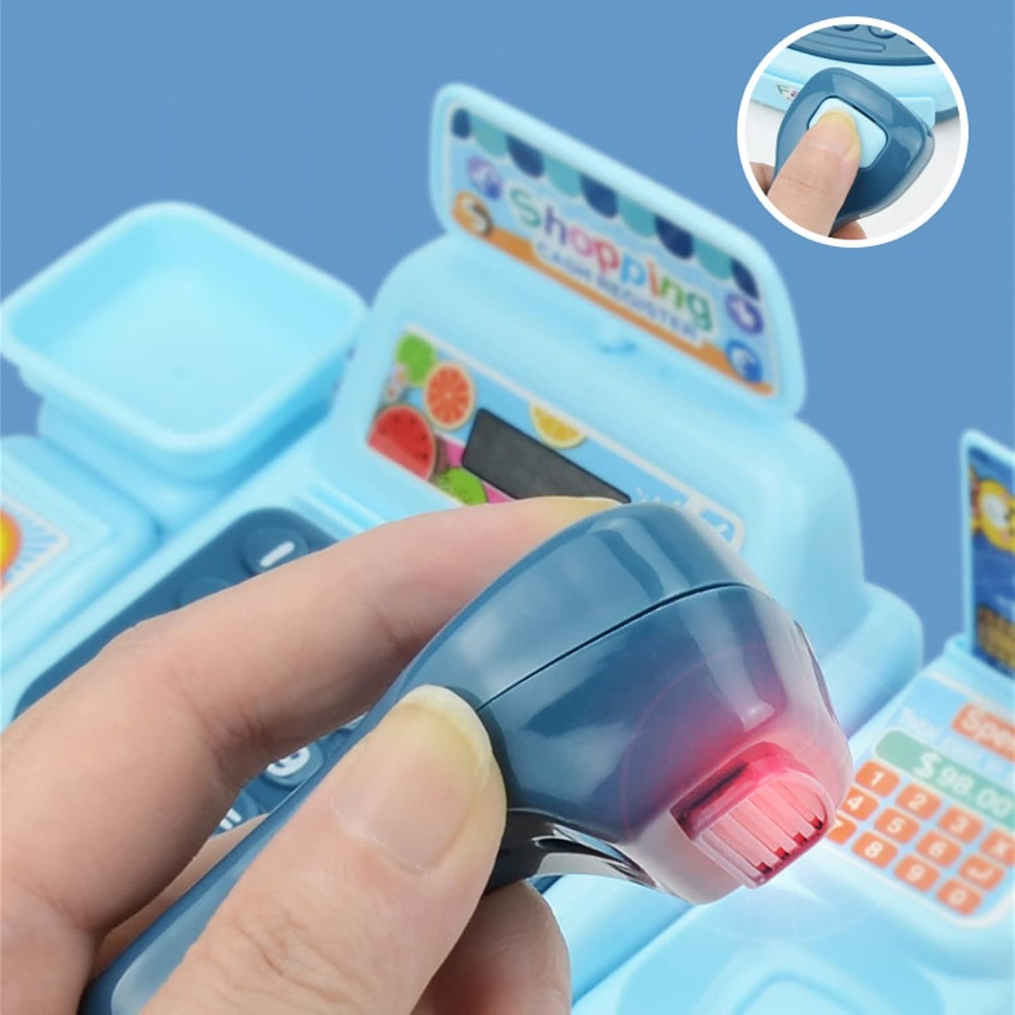 Supermarket Cash Register Toy with Sound and Light, Compact, Portable, Safe for Ages 3+