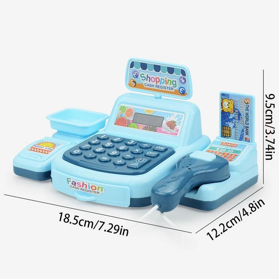 Supermarket Cash Register Toy with Sound and Light, Compact, Portable, Safe for Ages 3+