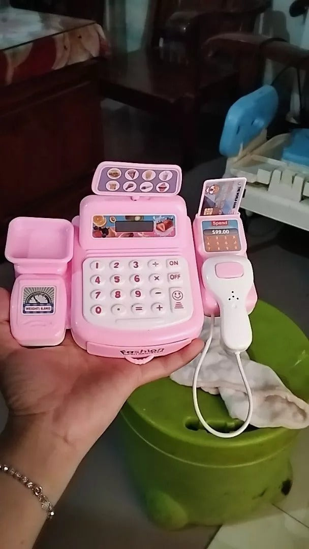 Supermarket Cash Register Toy with Sound and Light, Compact, Portable, Safe for Ages 3+