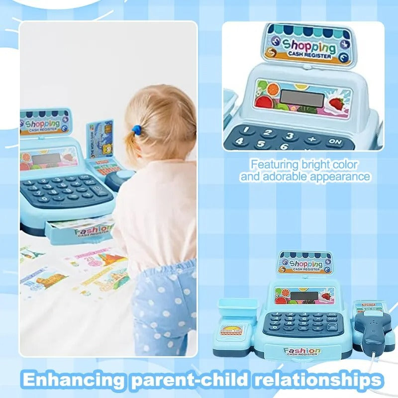 Supermarket Cash Register Toy with Sound and Light, Compact, Portable, Safe for Ages 3+