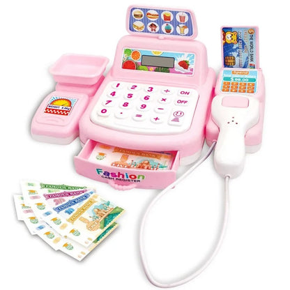 Supermarket Cash Register Toy with Sound and Light, Compact, Portable, Safe for Ages 3+