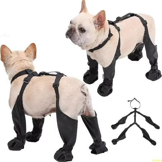 Suspender Dogs Boots - Waterproof Dog Shoes Adjustable Dog Boots Non Slip Breathable