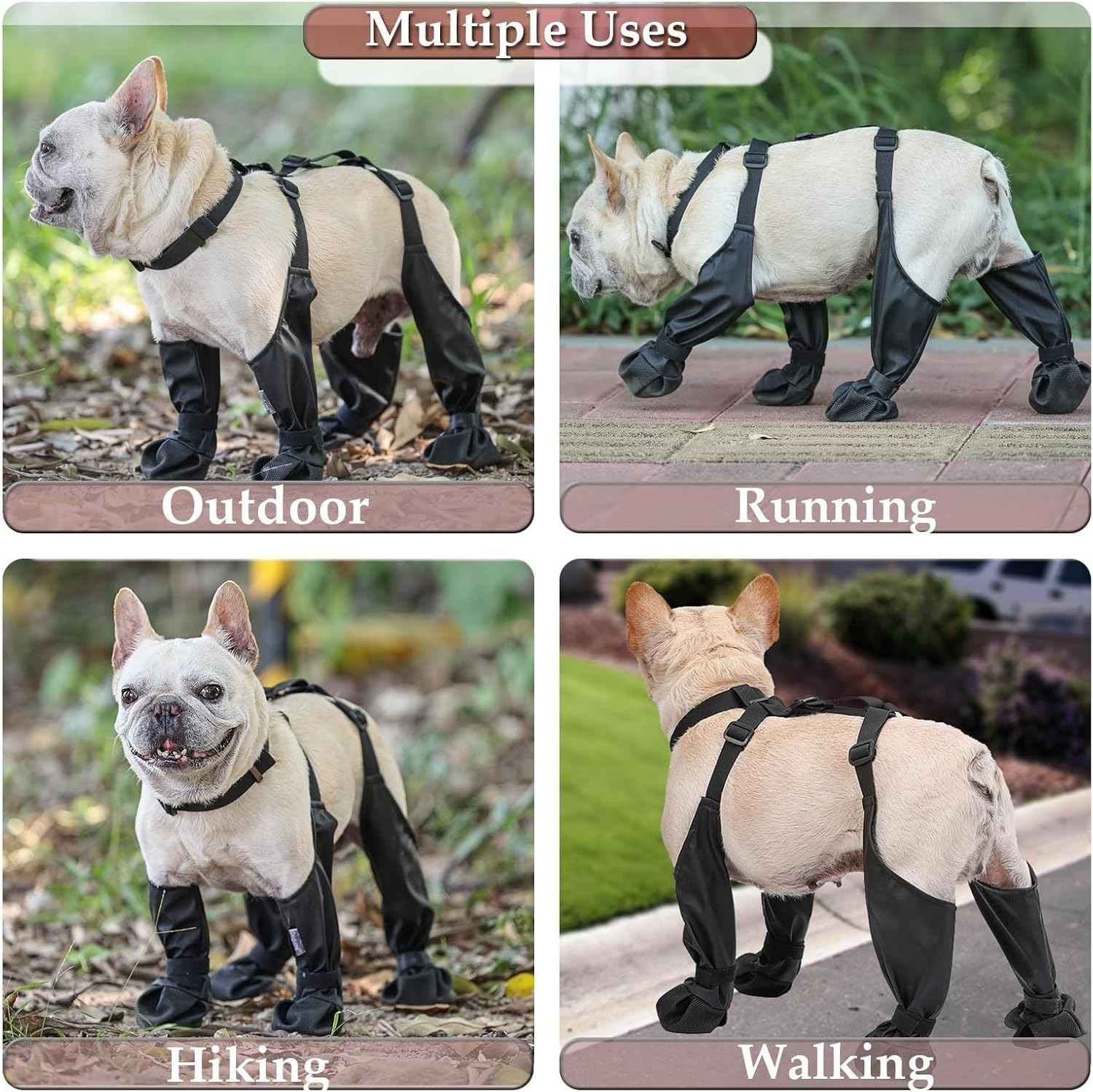 Suspender Dogs Boots - Waterproof Dog Shoes Adjustable Dog Boots Non Slip Breathable