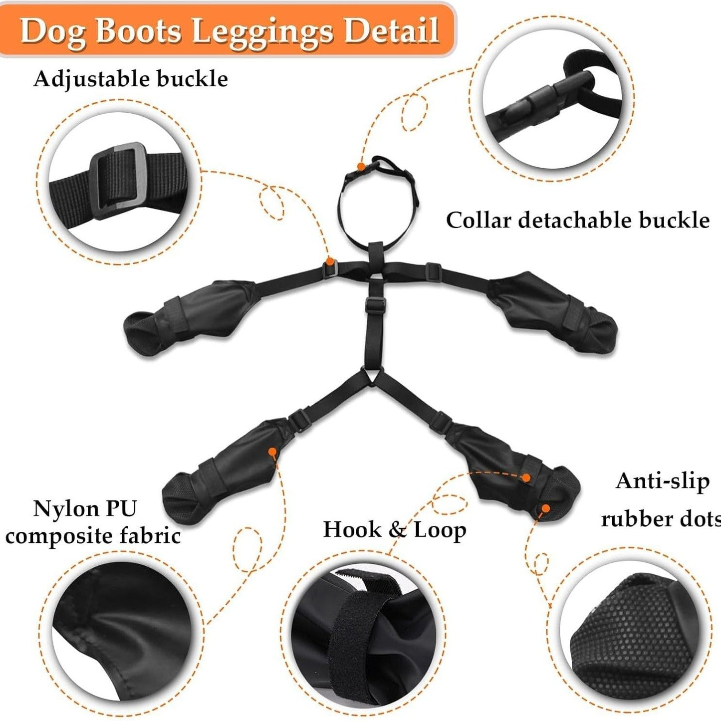 Suspender Dogs Boots - Waterproof Dog Shoes Adjustable Dog Boots Non Slip Breathable