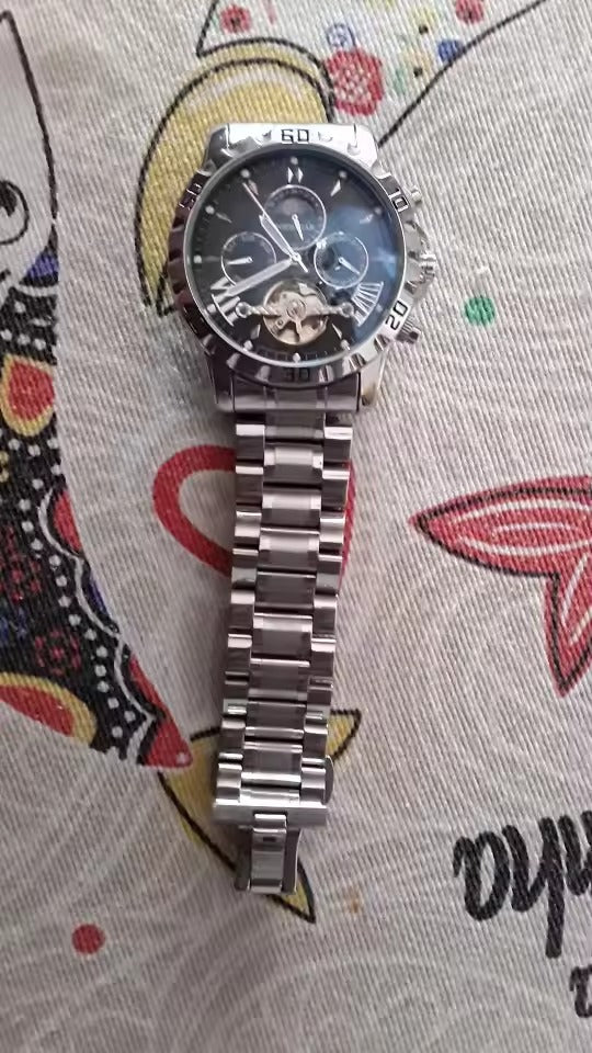 Swiss Brand New Waterproof Automatic Mechanical Watches with Hollow Tourbillon Movement, Skeleton Dial Design