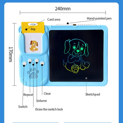 Talking Flash Cards with LCD Writing Drawing Tablet, Montessori Speech Therapy Learning Toy, Safe for Kids 2+