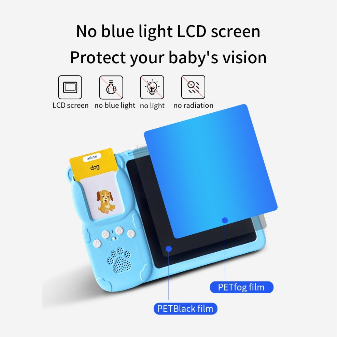 Talking Flash Cards with LCD Writing Drawing Tablet, Montessori Speech Therapy Learning Toy, Safe for Kids 2+