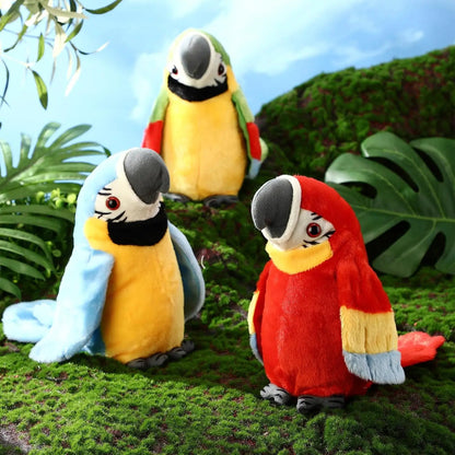 Talking Parrot Toy With Soft Cotton, Moves & Talks, Plush Bird Toy, Safe for 3+