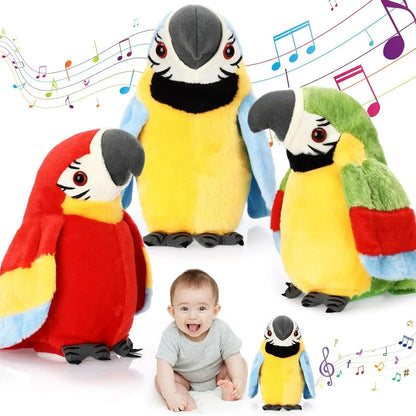 Talking Parrot Toy With Soft Cotton, Moves & Talks, Plush Bird Toy, Safe for 3+