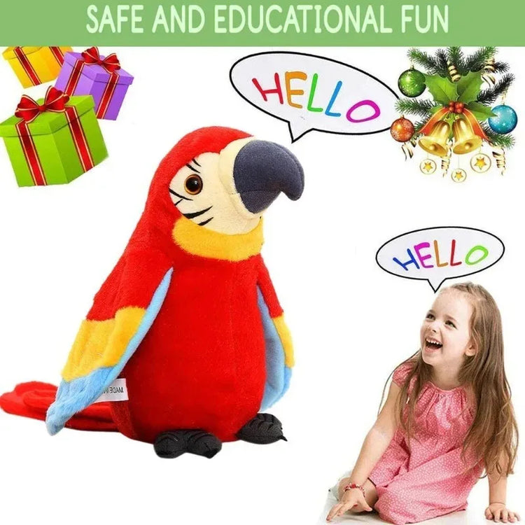 Talking Parrot Toy With Soft Cotton, Moves & Talks, Plush Bird Toy, Safe for 3+