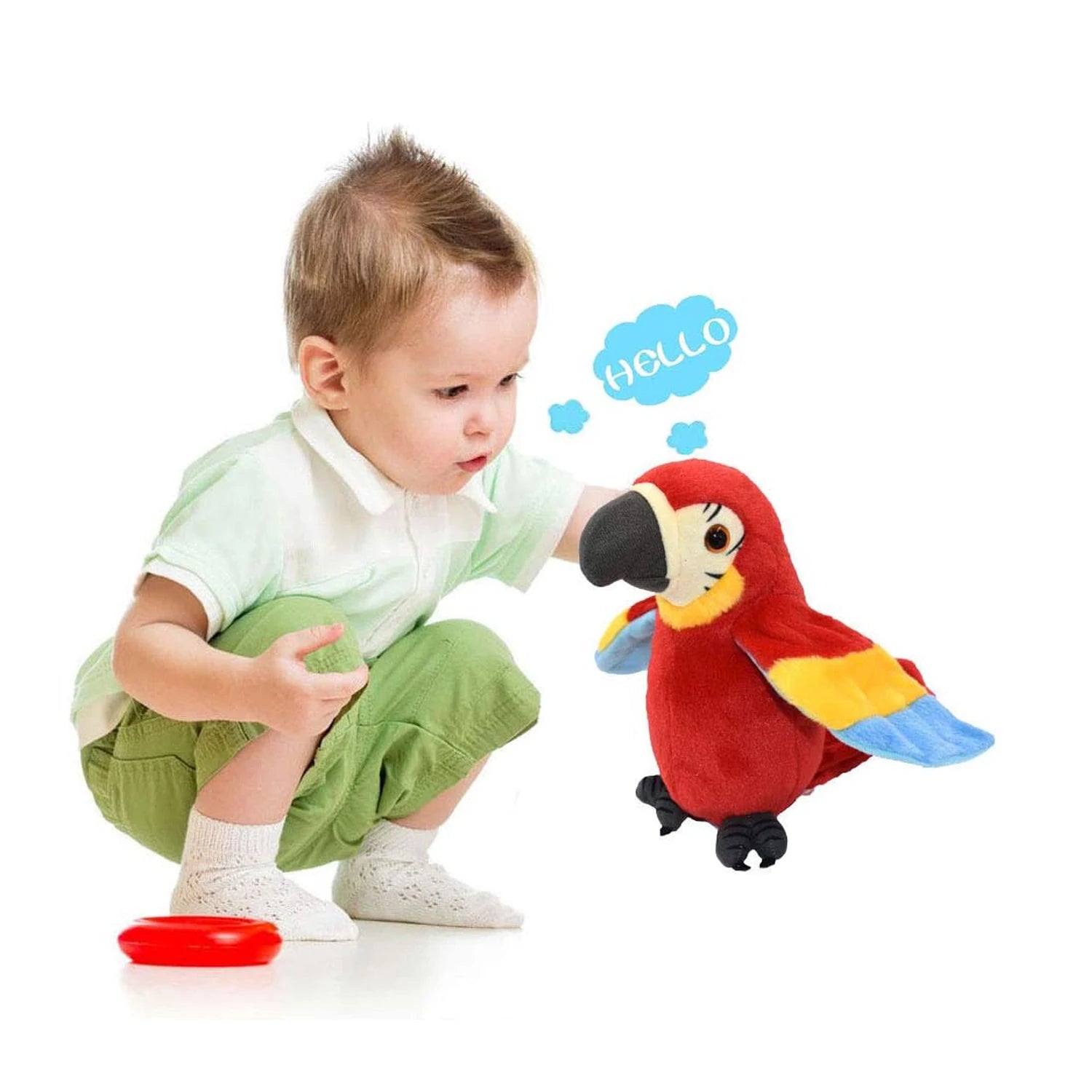 Talking Parrot Toy With Soft Cotton, Moves & Talks, Plush Bird Toy, Safe for 3+