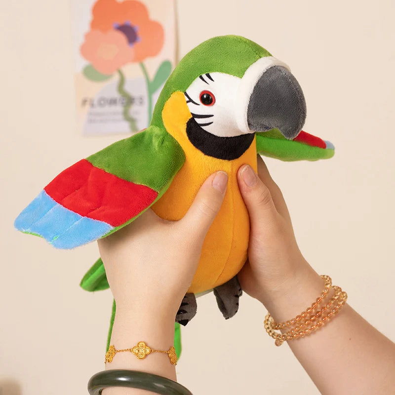 Talking Parrot Toy With Soft Cotton, Moves & Talks, Plush Bird Toy, Safe for 3+