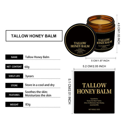 Tallow Honey Balm Natural Moisturizing Cream With Soothes, Nourishes, Balances & Brightens Skin for Dry and Sensitive Skin