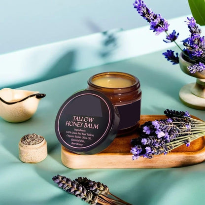 Tallow Honey Balm Natural Moisturizing Cream With Soothes, Nourishes, Balances & Brightens Skin for Dry and Sensitive Skin