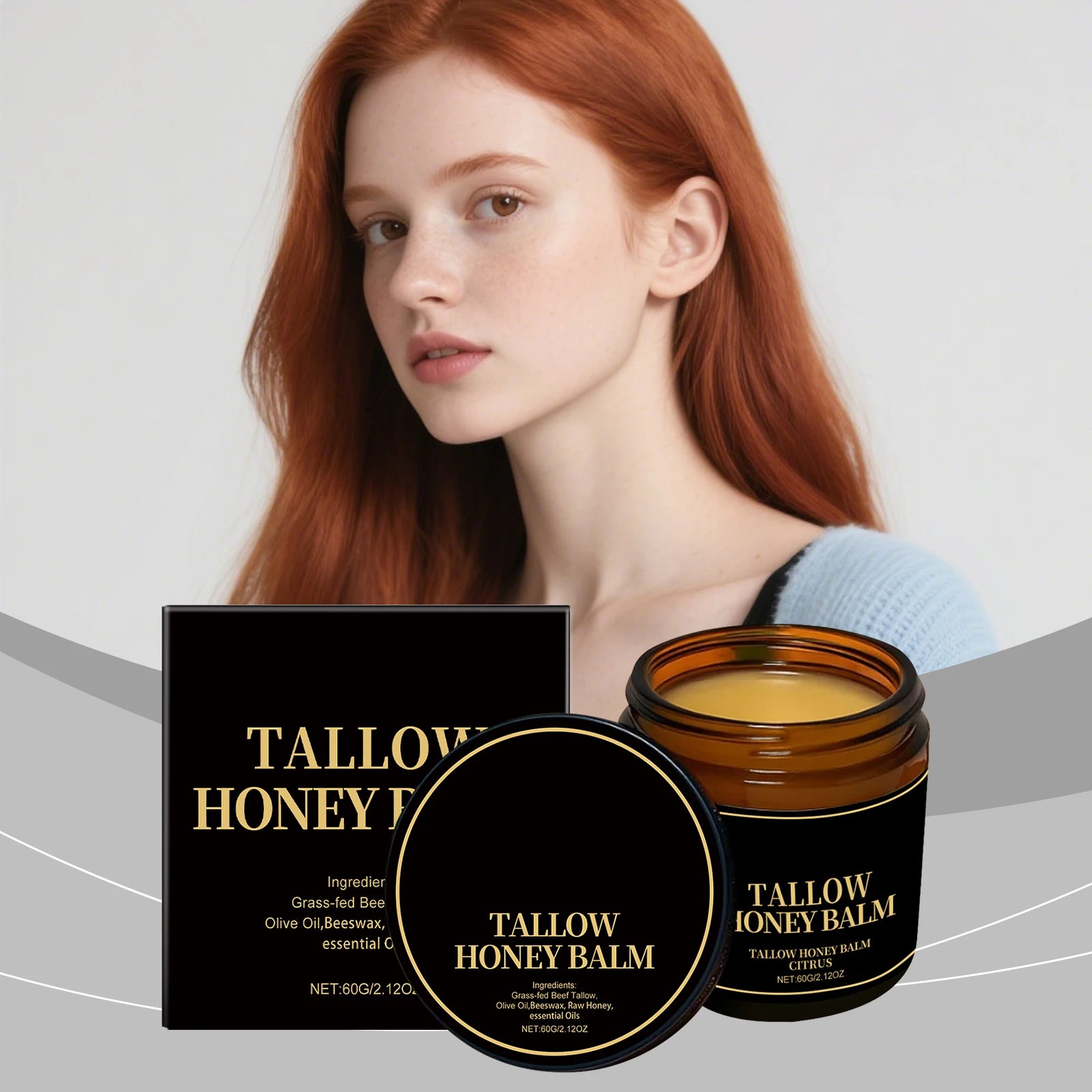 Tallow Honey Balm Natural Moisturizing Cream With Soothes, Nourishes, Balances & Brightens Skin for Dry and Sensitive Skin