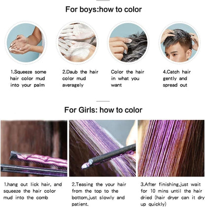 Temporary Hair Color Wax With Colors, Styles, Adds Light Shine & Covers Grays For Daily Party Cosplay Halloween DIY