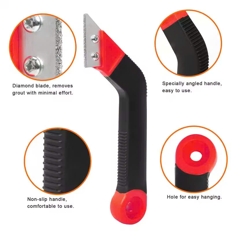 Tile Grout Removal Rake Tool with Included Blade, Hanging Hole, Safe Materials and Compact Portable Design