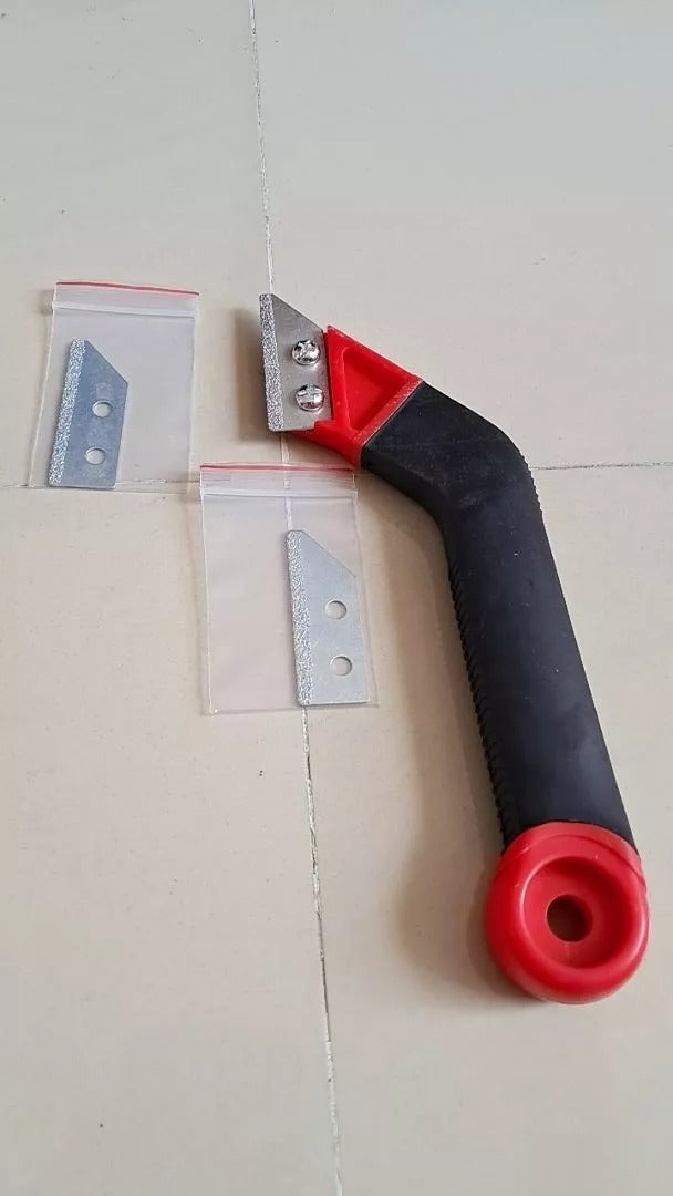 Tile Grout Removal Rake Tool with Included Blade, Hanging Hole, Safe Materials and Compact Portable Design