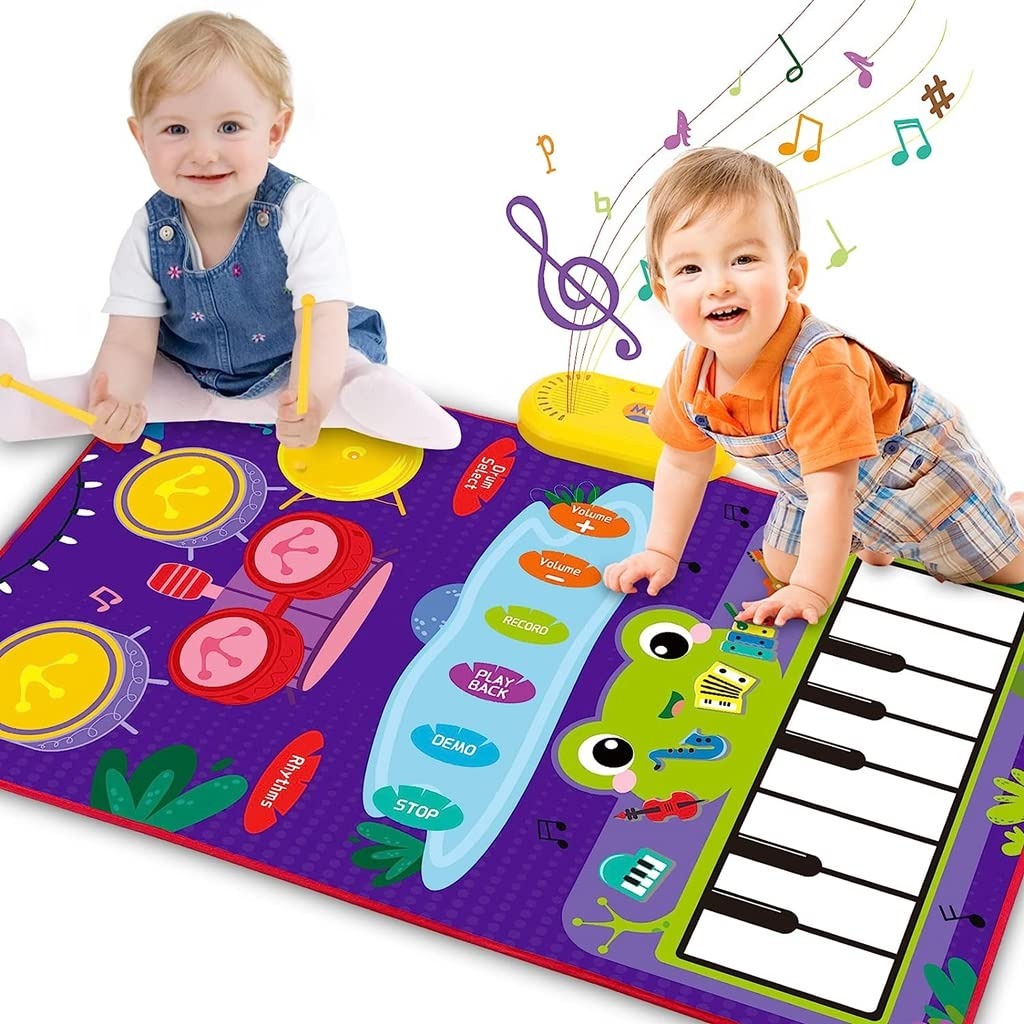Toddler Musical Piano Mat with Various Animal & Instrument Sounds, Recording, Demo Songs – Safe for Ages 3+