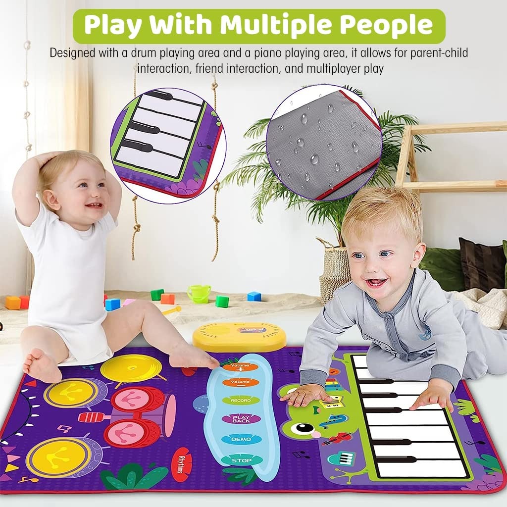 Toddler Musical Piano Mat with Various Animal & Instrument Sounds, Recording, Demo Songs – Safe for Ages 3+
