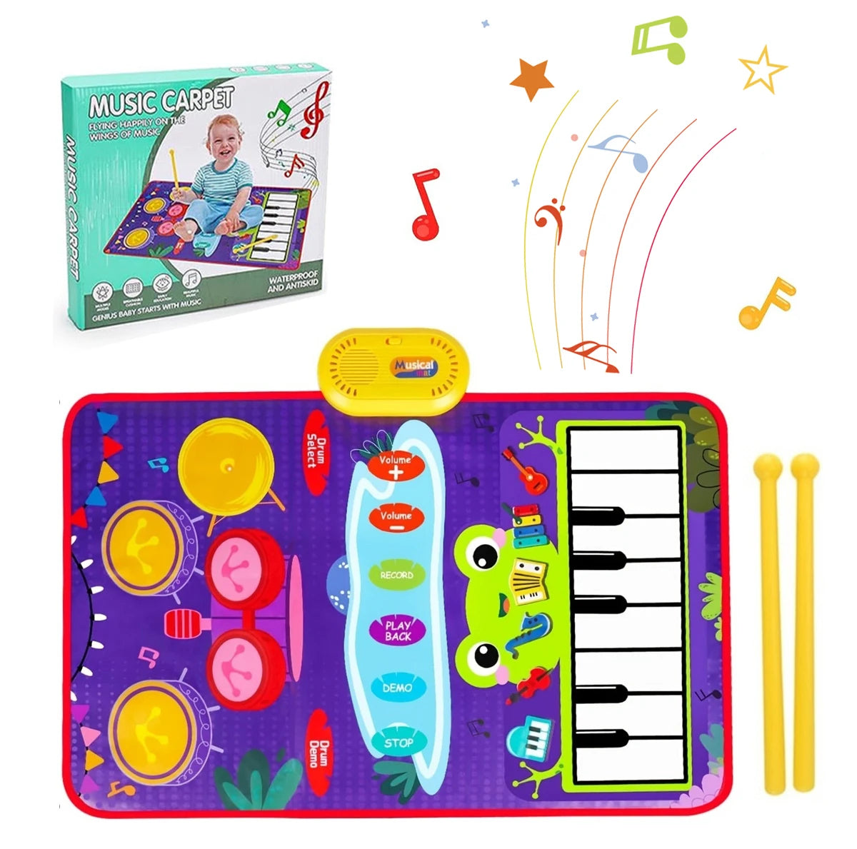 Toddler Musical Piano Mat with Various Animal & Instrument Sounds, Recording, Demo Songs – Safe for Ages 3+