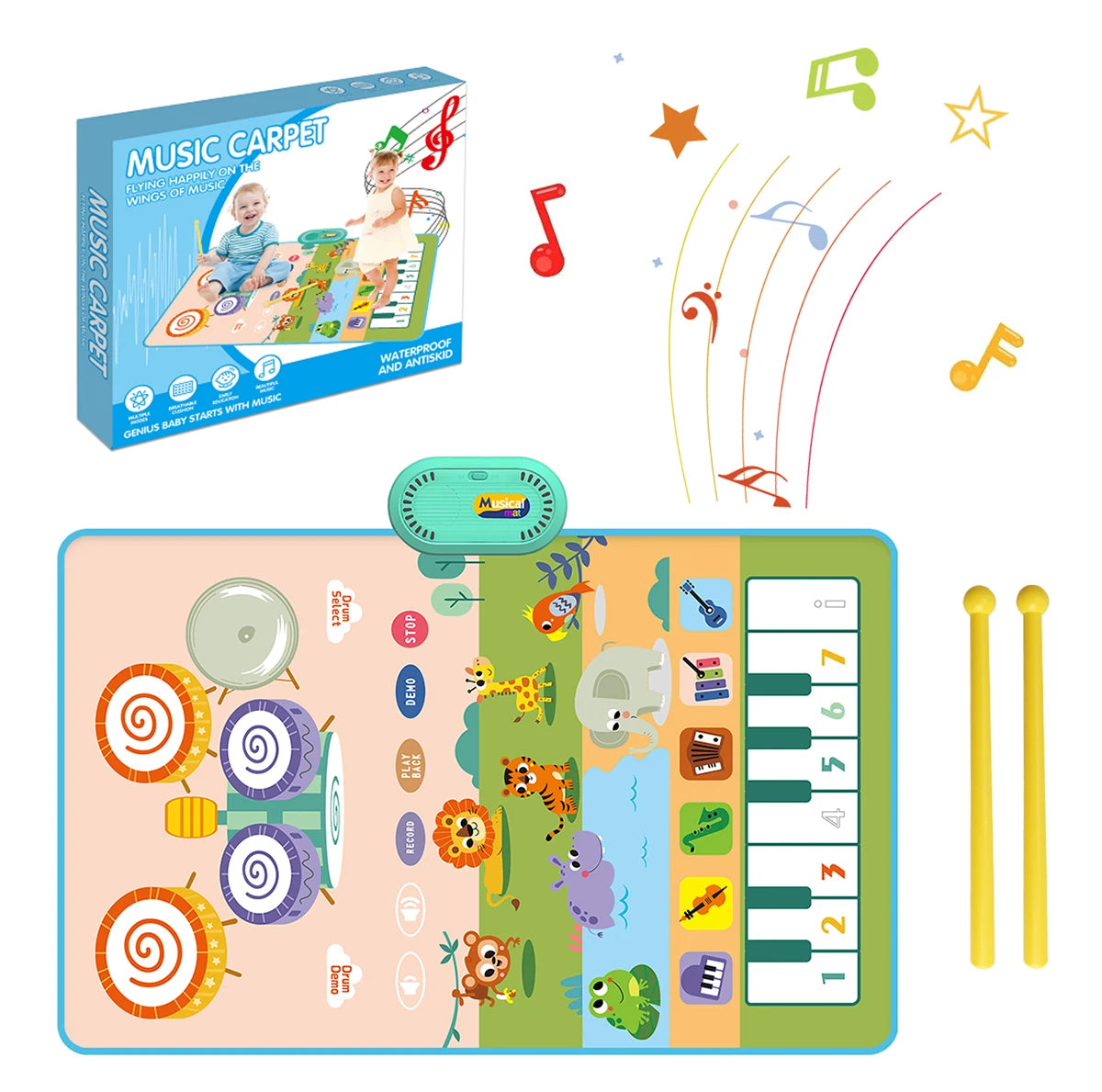 Toddler Musical Piano Mat with Various Animal & Instrument Sounds, Recording, Demo Songs – Safe for Ages 3+