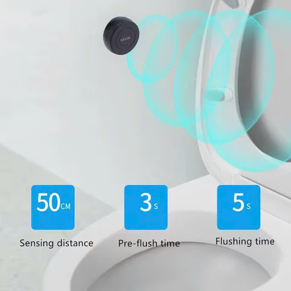 Touchless Auto-Flush Sensor Battery Powered Motion Toilet Kit with Infrared Sensor, Waterproof Safe Materials and Easy Installation