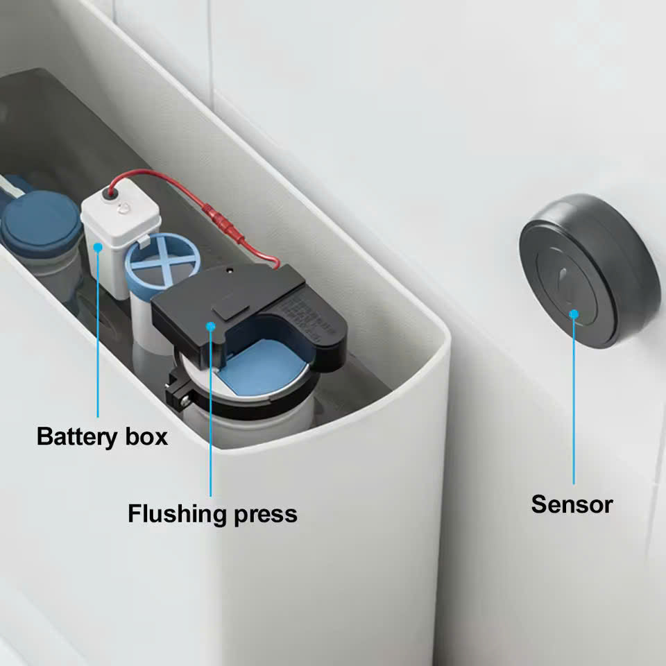 Touchless Auto-Flush Sensor Battery Powered Motion Toilet Kit with Infrared Sensor, Waterproof Safe Materials and Easy Installation