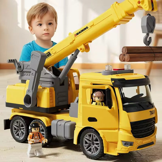 Toy Construction Crane Truck with Openable doors, 360° rotating platform, Sound & light effects
