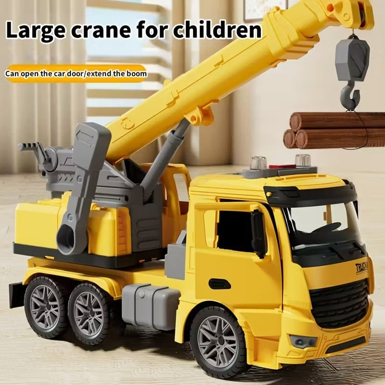 Toy Construction Crane Truck with Openable doors, 360° rotating platform, Sound & light effects