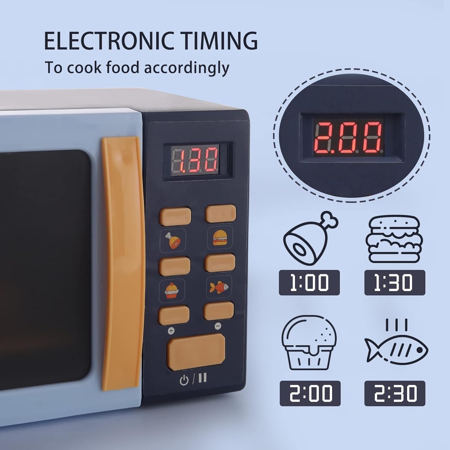 Toy Microwave Oven Playset, Light Effects, Realistic Sounds, Interactive Pretend Cooking, Safe for Ages 3+