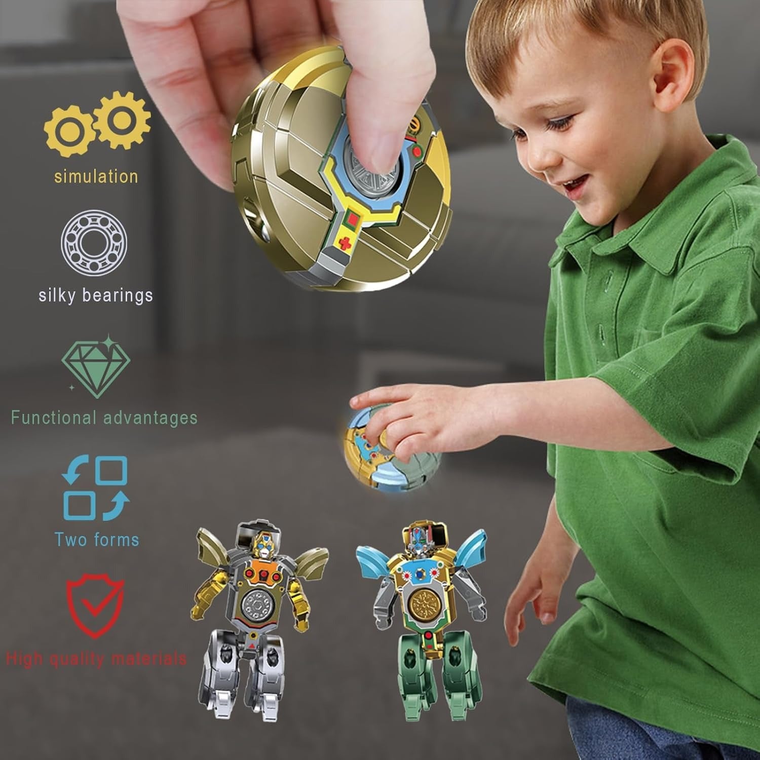 Transformable Fidget Spinner Toys With Robot-to-Spinner, Smooth Spin, Easy Switch, Interactive Play