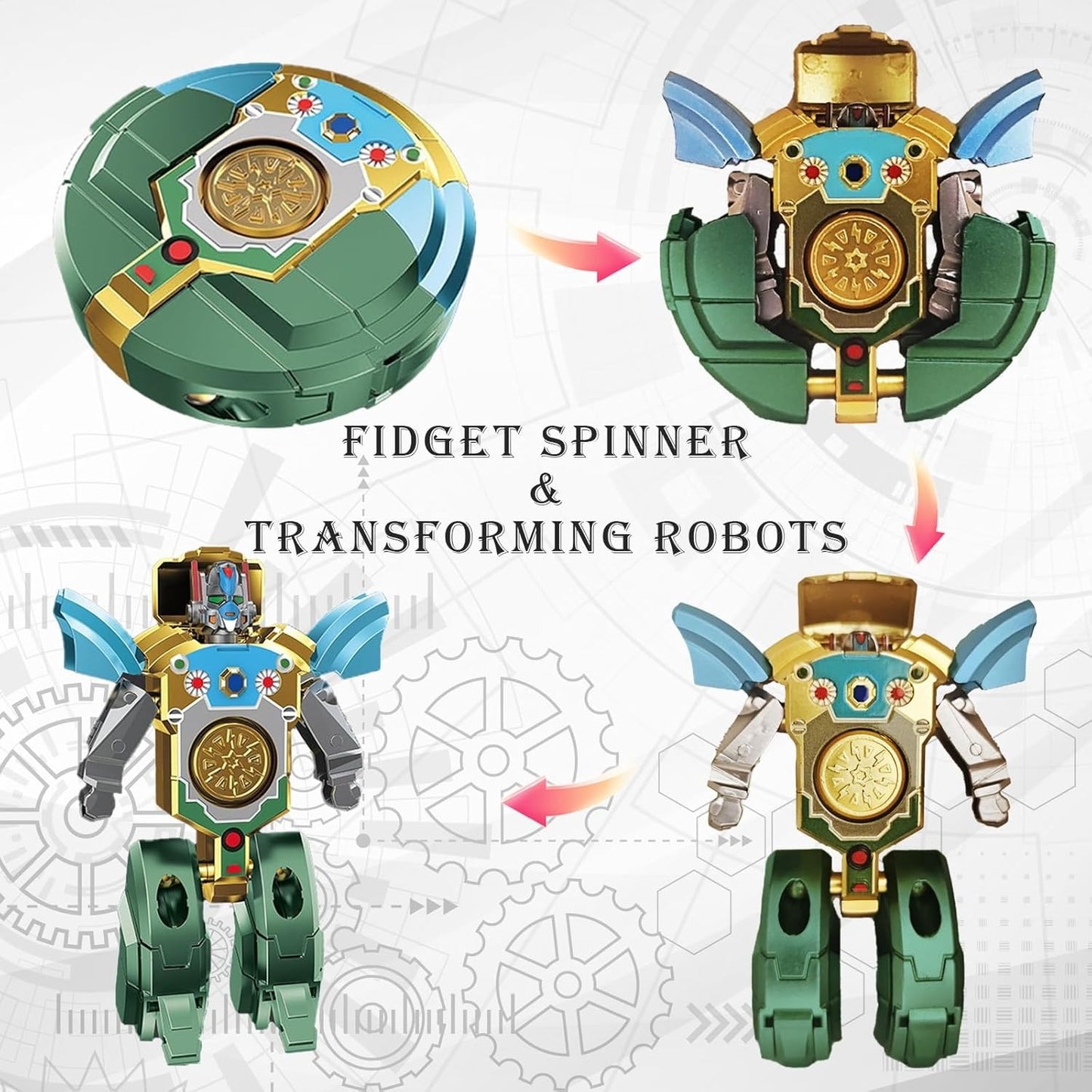 Transformable Fidget Spinner Toys With Robot-to-Spinner, Smooth Spin, Easy Switch, Interactive Play