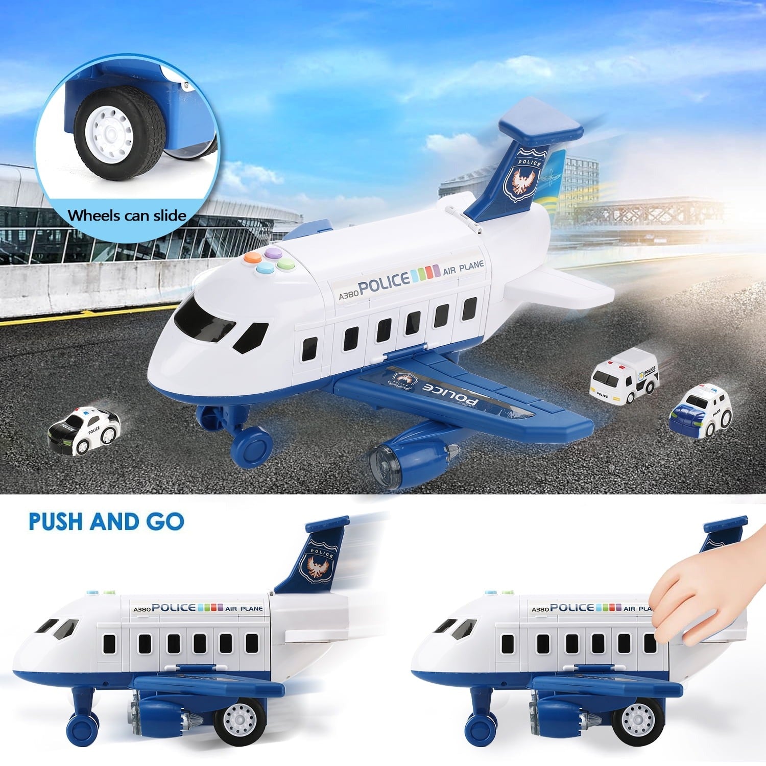 Transforming Plane for Fun & Learning with Lights, Sounds, Cars & Traffic Signs, Safe for Ages 3+