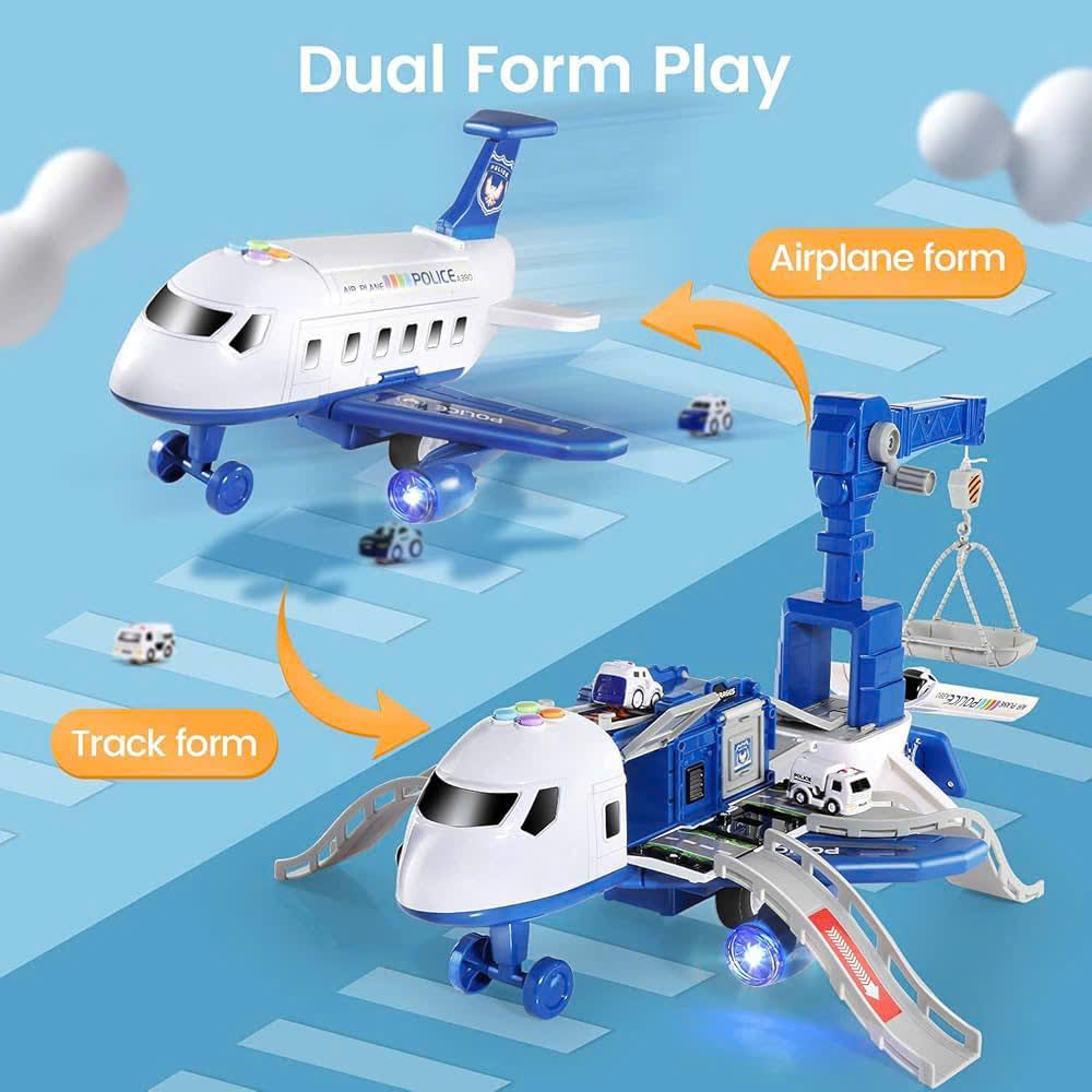 Transforming Plane for Fun & Learning with Lights, Sounds, Cars & Traffic Signs, Safe for Ages 3+