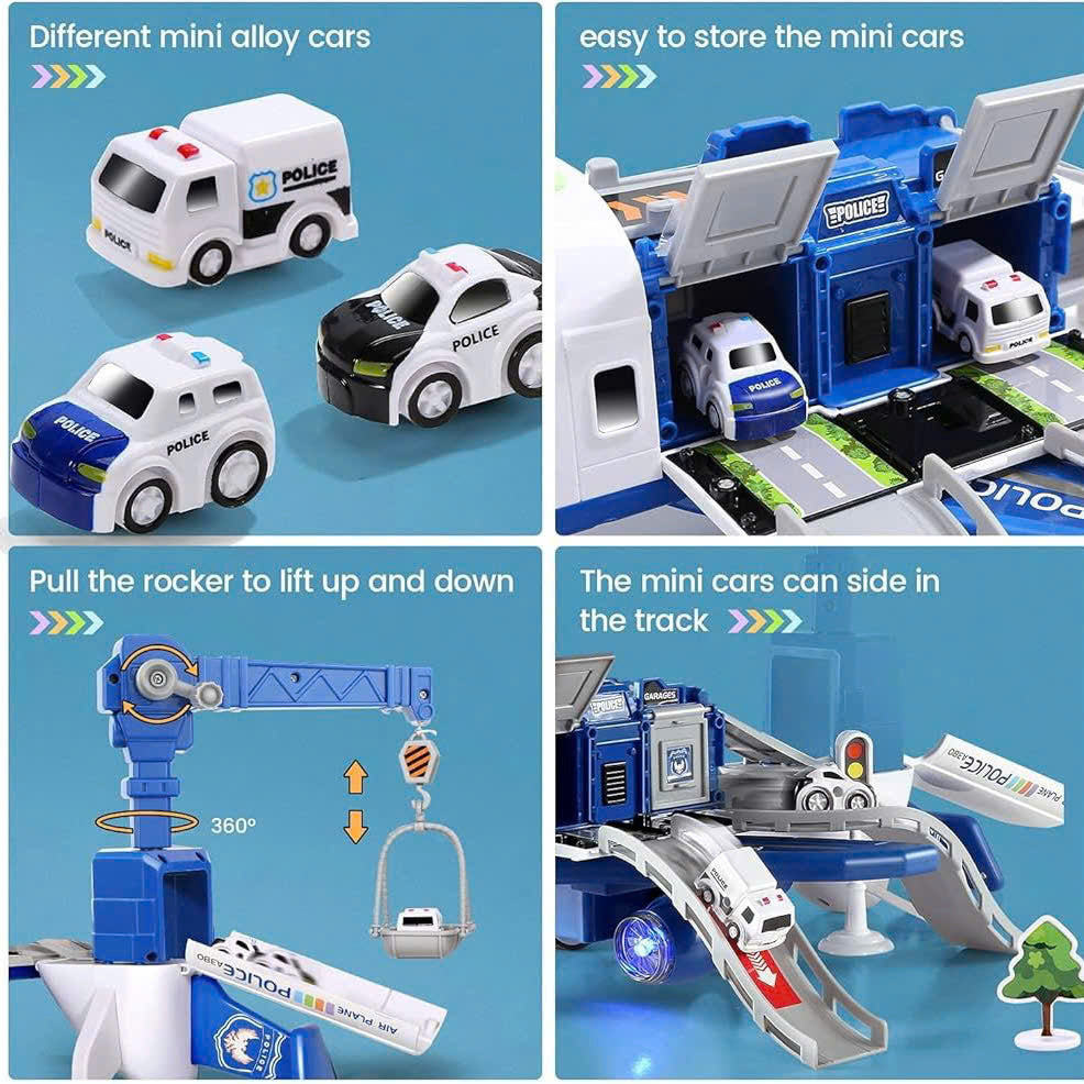 Transforming Plane for Fun & Learning with Lights, Sounds, Cars & Traffic Signs, Safe for Ages 3+